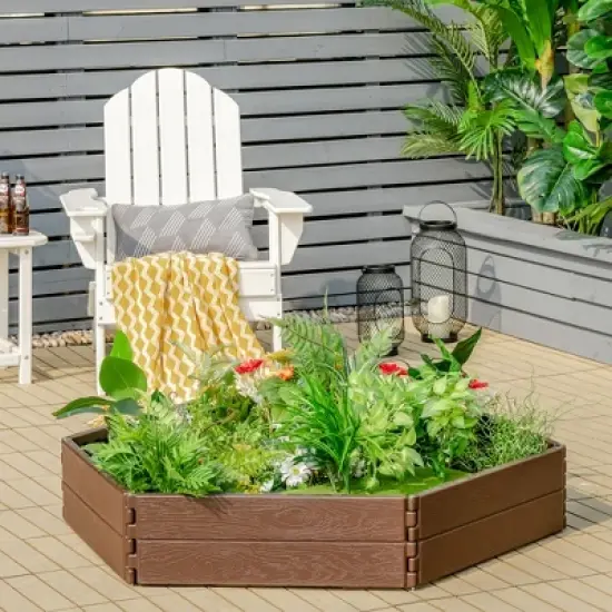 Costway Raised Garden Bed Set for Vegetable Flower Gardening Planter Brown image {4}