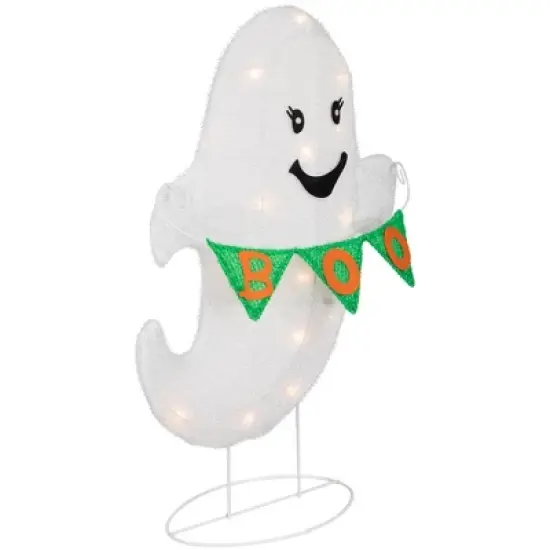 Northlight LED Ghost with "Boo" Banner Halloween Yard Decoration - 25" - Warm White Lights image {4}