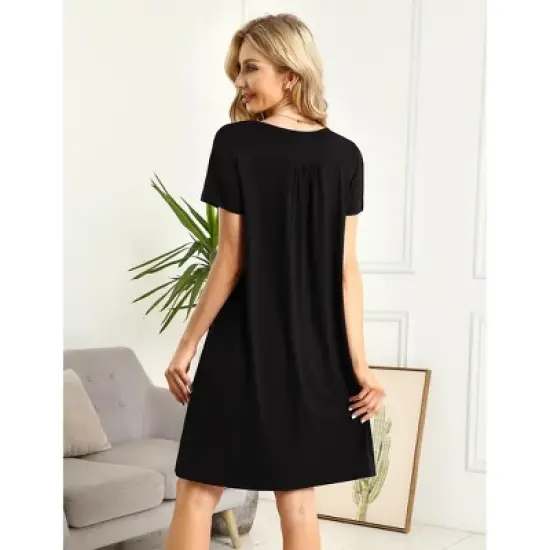 Coolmee Womens Maternity Dress Short Sleeve Midi Summer Dresses Nursing Casual Solid Color Button Down Breastfeeding Dress Clothes image {5}