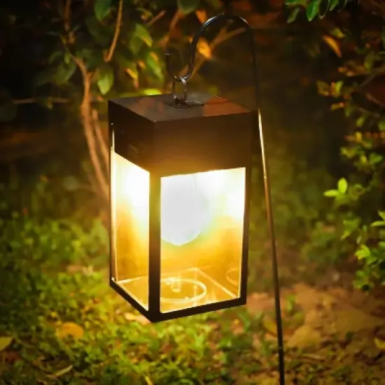 Techko Maid Solar Portable Edison Bulb Outdoor Lantern Matte Black image {2}