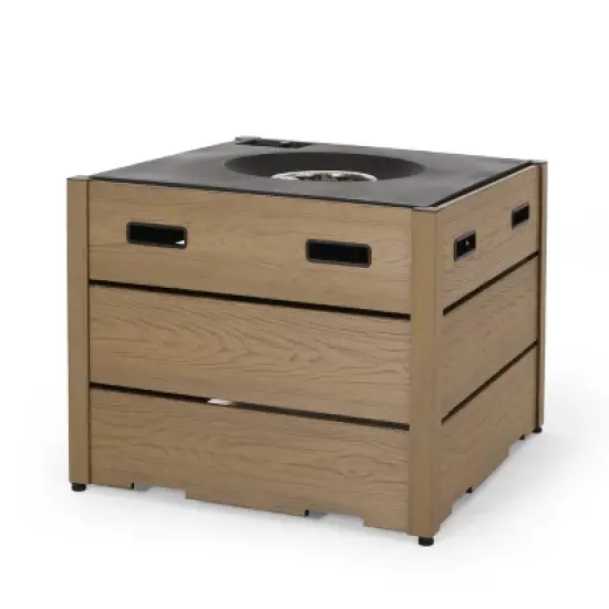 Archie Outdoor Square Fire Pit - Brown - Christopher Knight Home image {4}