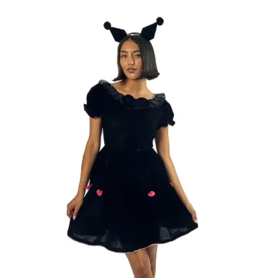 Kuromi Women's Black Cosplay Dress With Matching Headband image {3}
