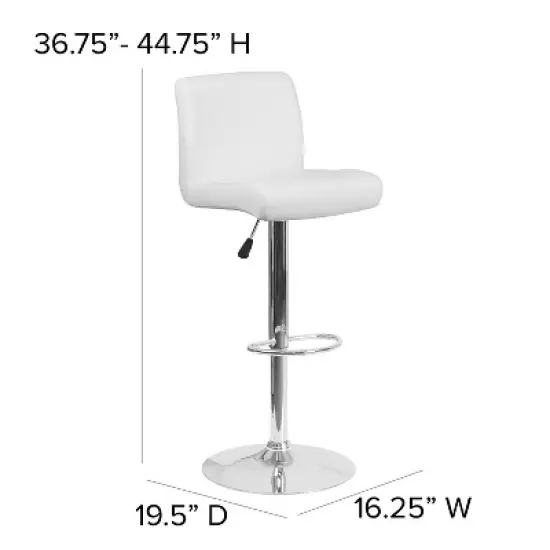 Emma and Oliver Swivel Rolled Seat Adjustable Height Barstool with Chrome Base image {3}