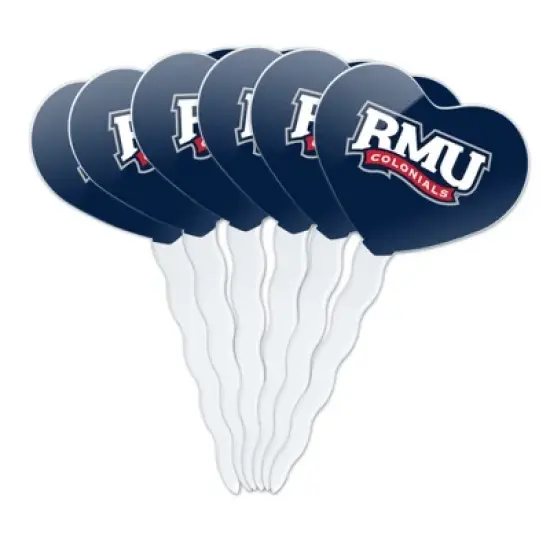 Robert Morris University Primary Logo Heart Love Cupcake Picks Toppers Decoration Set of 6 image {7}