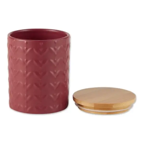 Design Imports Barn Red Matte Retro Vine Texture Ceramic Canister Set/3 image {2}