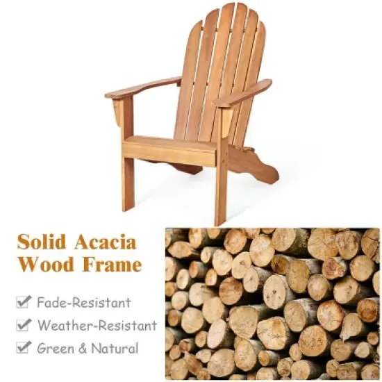 Tangkula 2PCS Wooden Classic Adirondack Chair Lounge Chair Outdoor Patio Natural image {7}