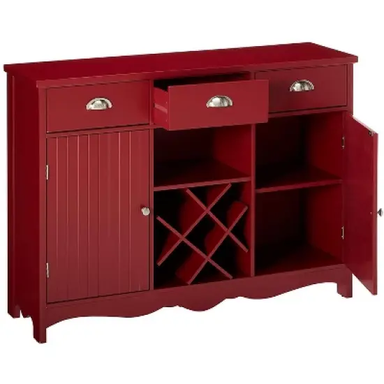 Kings Brand Furniture Buffet Server Console Table With Wine Storage, Red image {3}