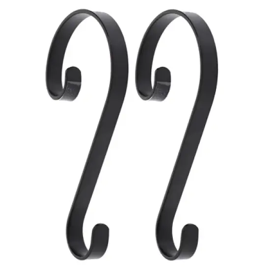 2ct Stocking Holder Matte Black - Stocking Scrolls: Mantle Hook, Swivel Design, Protective Pad image {2}