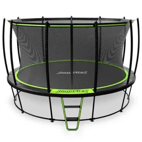 JumpFlex HERO Round Outdoor Backyard Trampoline Playset for Kids with Net Safety Enclosure and Ladder image {8}