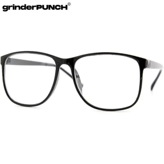 grinderPUNCH Oversized Tortoise Nerdy Glasses  Lightweight Thin Plastic Frame with Clear Lens image {2}