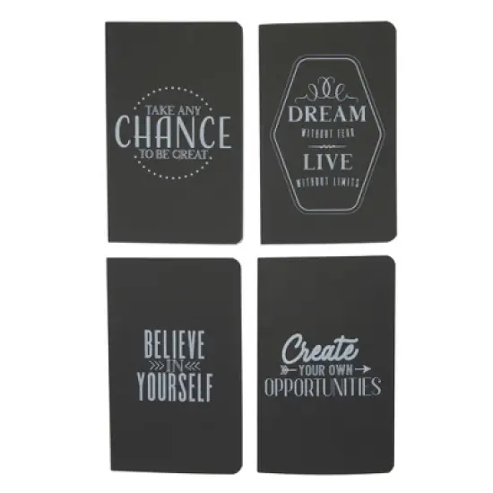Bright Creations 4 Pack Motivational Kraft Cover Journals, Grid Notebook, Black (5 x 8 In) image {7}