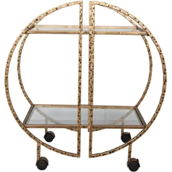 Uttermost Zelina 30 1/4" Wide Antique Gold 2-Shelf Bar Cart image {1}