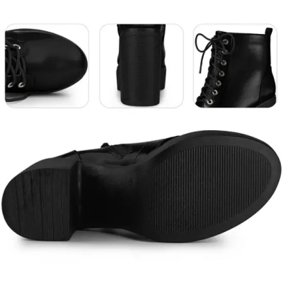 Perphy Women's Platform Lace Up Chunky Heel Western Combat Boots image {2}
