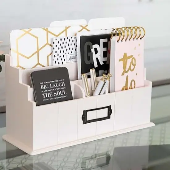 Blu Monaco Light Pink Wooden Mail Organizer - 3-Tier wit Mail Printed on the Front image {1}