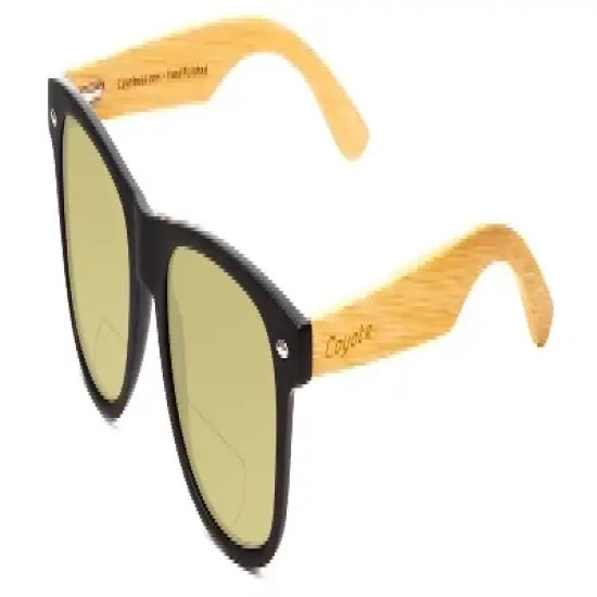 Coyote Woodie Polarized Sun OR Bi-Focal Sunglasses Black Brown Bamboo image {5}
