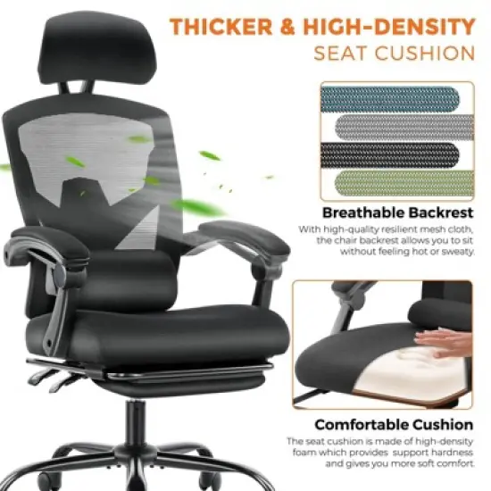 MyDepot Gaming Reclining High-Back Mesh Chair with Ergonomic Leg Rest image {7}