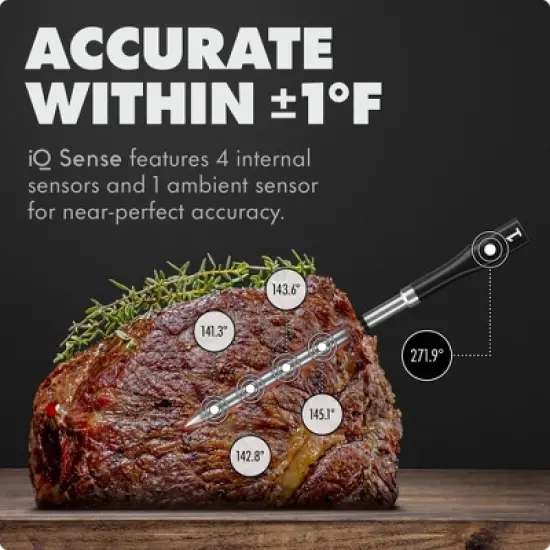 iQ Sense by CHEF iQ Smart Wireless Meat Thermometer, WiFi Unlimited Range, 5 Sensors, Ultra-Thin Probes image {1}