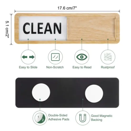 Unique Bargains Kitchen Hotel Indicator Wood Clean Dirty Sign Rectangle Dishwasher Magnet image {1}