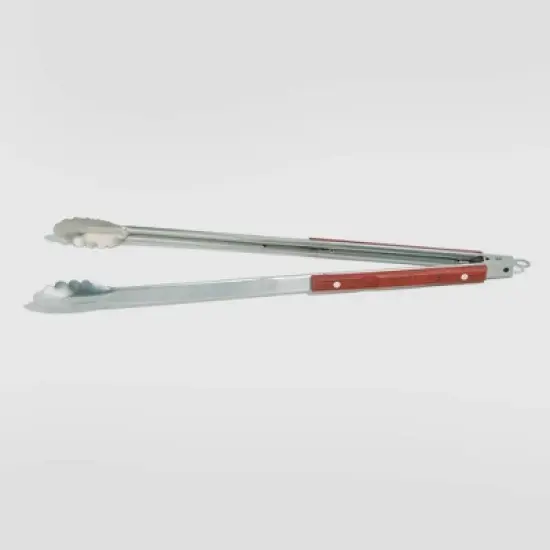 22" Stainless Steel Extra Long Rosewood Tongs Silver - Outset image {3}