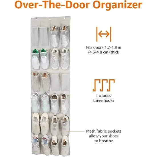 24 Medium Pocket Over-the-Door Hanging Shoe Organizer image {1}