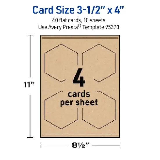 Avery Hexagon Flat Cards, 3-1/2" x 4", Matte Kraft Brown, 40 Total image {4}