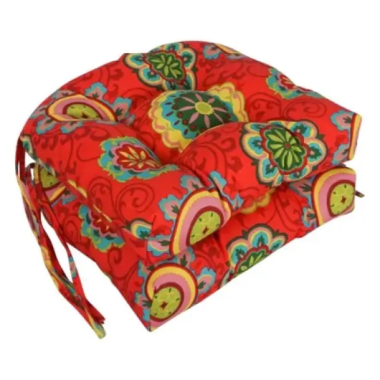 Blazing Needles, 16-inch Spun Polyester Patterned Outdoor U-shaped Tufted Chair Cushions (Set of 2) image {15}