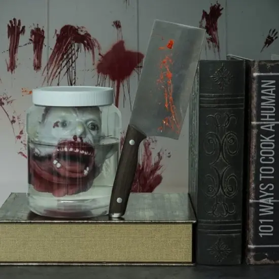 Skeleteen Laboratory Head in Jar - Gory Fake Severed Face Scary Party Decorations Props for Insane Halloween Haunted House D&eacute;cor image {2}