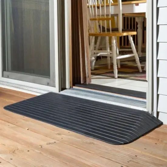 Silver Spring Solid Rubber Threshold Ramp for Wheelchairs, Scooters & More, 2.5" Rise, Black - Heavy-Duty and Portable Doorway Ramps for Mobility Aid image {5}