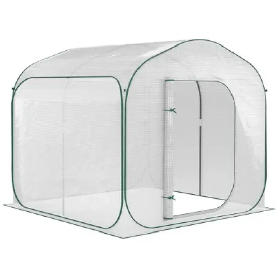 Outsunny 7' x 7' x 6' Portable Walk-in Greenhouse, Pop-up Setup, Outdoor Garden Canopy Hot House, Zipper Door image {3}