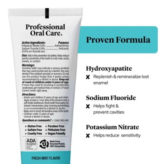 Made By Dentists Enamel Rebuilding Toothpaste - Fluoride Anticavity Toothpaste - Fresh Mint Flavor - 4.2 oz image {2}