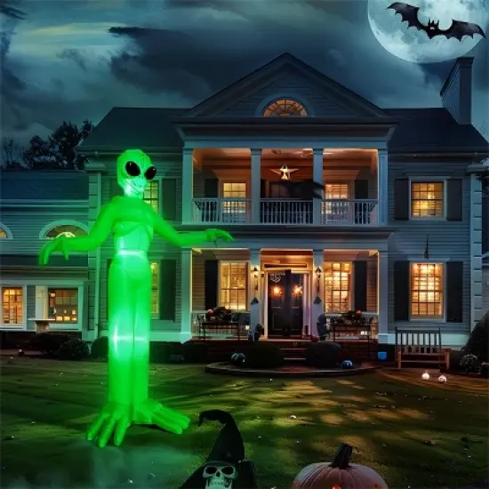 Joyfy 9 FT Tall Halloween Inflatable Giant Alien Decoration with Built-in LEDs for Halloween Indoor Outdoor Yard Garden Lawn Holiday Party Decoration image {8}
