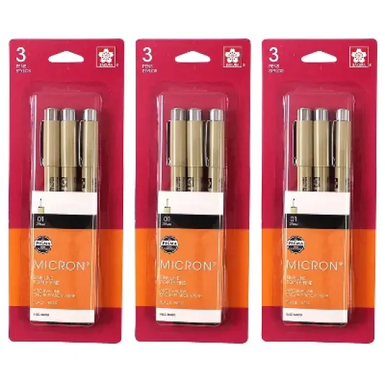 Sakura Pigma Micron Pen Fineliner Black Ink 3/Bundle (SAK50020-3) image {3}