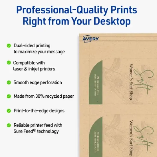 Avery Leaf Printable Tags, 2" x 3-1/2", Kraft Brown, 80 Total image {1}