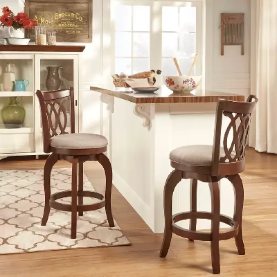 24" Parma Swivel Counter Height Barstool Wood - Inspire Q image {3}