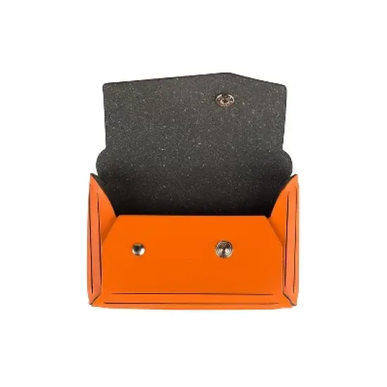 JAM Paper Italian Leather Business Card Holder Case with Angular Flap Orange Sold Individually image {2}