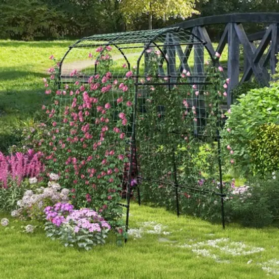 Tangkula Garden Arch Trellis 7.5 FT Tall Garden Arch Plant Tunnel Trellis with Trellis Netting Tunnel Plant Support image {2}