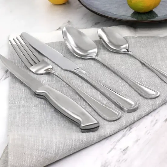 Oster 20 Piece Stainless Steel Flatware and Steak Knife Set image {1}