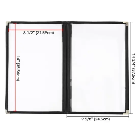 WeChef 20 Pack 8.5 x 14" 4 Page 8 View Menu Covers Black Trim Legal Size Restaurant Cafe image {5}