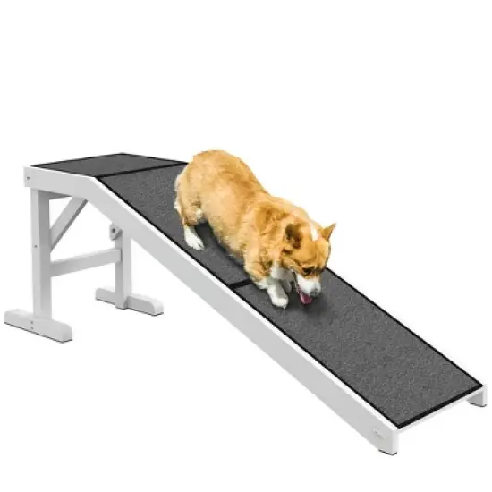 Resenkos 60" Pet Ramp for Dogs & Cats with Non-Slip Carpet, White Gray image {2}