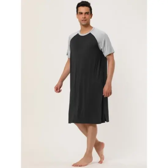 Lars Amadeus Men's  Comfy Lounge Soft Pajamas Loose Short Sleeves Sleep Nightgown Nightwear image {3}