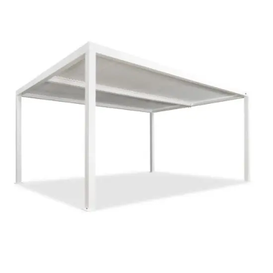 PURPLE LEAF Outdoor Louvered Pergola Aluminum Gazebo Modern White Patio Metal Pergola with Adjustable Rainproof Hardtop for Garden Lawns Yard image {13}