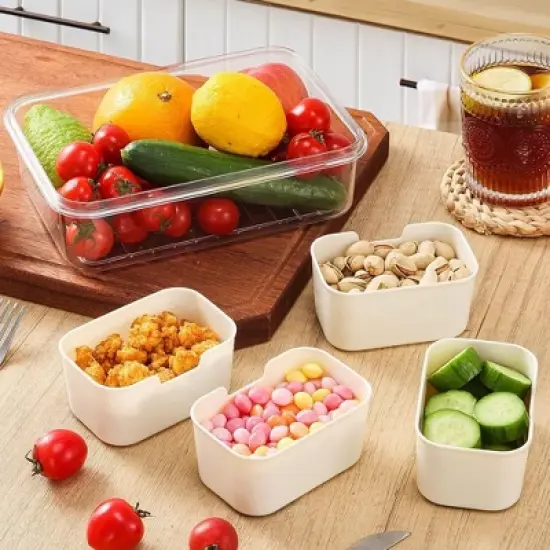Cheer Collection Airtight 4 Compartment Modular Food Container with Removable Nesting Cups image {2}