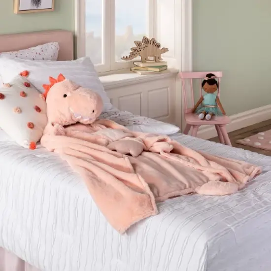 Dinosaur Kids' Hooded Blanket Pink - Pillowfort&trade; image {1}