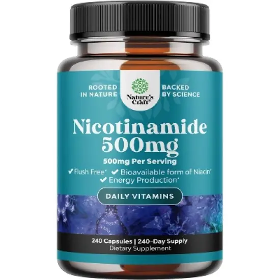 Nicotinamide Capsules, Mitochondrial Energy and Potent Skin Supplement, Nature's Craft, 240ct image {6}