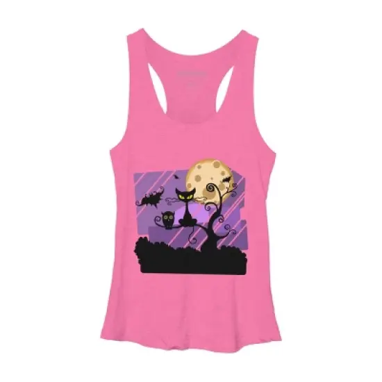 Women's Design By Humans Night Halloween moon By ChadiElHanchi Racerback Tank Top image {9}
