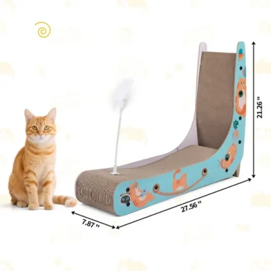 Sandinrayli L-Shape Cat Scratcher Lounge, Corrugated Cardboard Scratching Pad for Indoor Cats image {1}