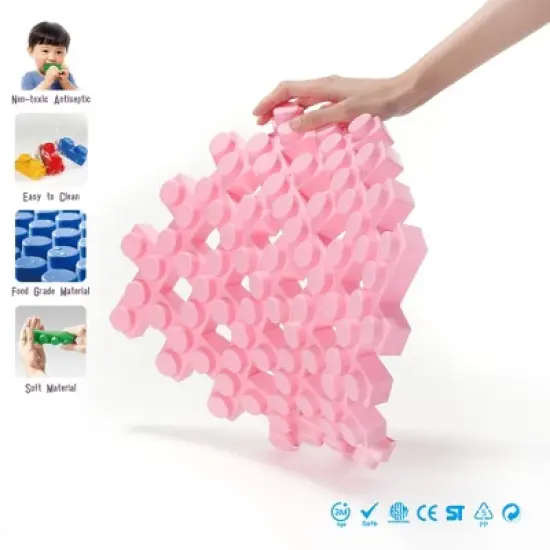 UNiPLAY Waffle Soft Blocks &mdash; Cube Puzzle Play for Cognitive and Sensory Development in Early Learning Education, Ages 3 Months and Up (6pc Set) image {1}