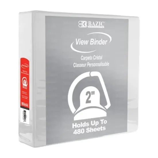 BAZIC Products&reg; Slant D Ring View Binder with 2 Pockets, 2", White image {2}