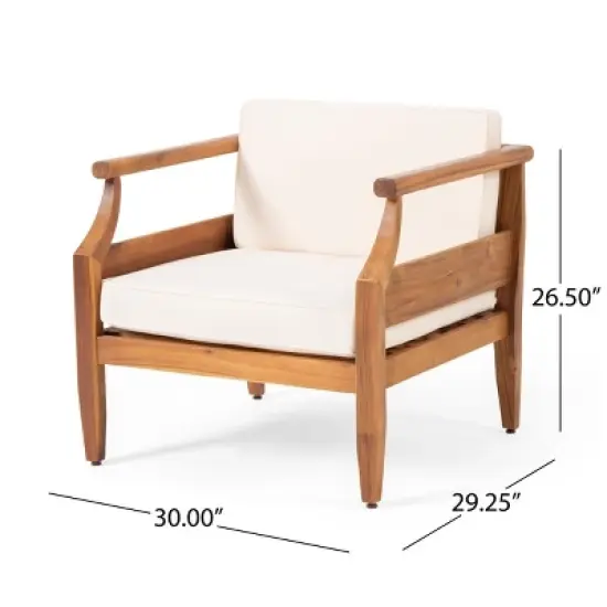 Acacia Wood Club Chair,Outdoor Patio Chair with Water-Resistant Cushions for Backyard,Weather Resistant Patio Accent Chair-Coolbibila image {3}