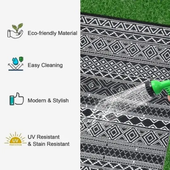 Coucheta Reversible Outdoor Rug , Waterproof Plastic Straw Patio Mat for Camping, RV & Deck, Easy Clean & Portable,Multi-Color & Size image {5}